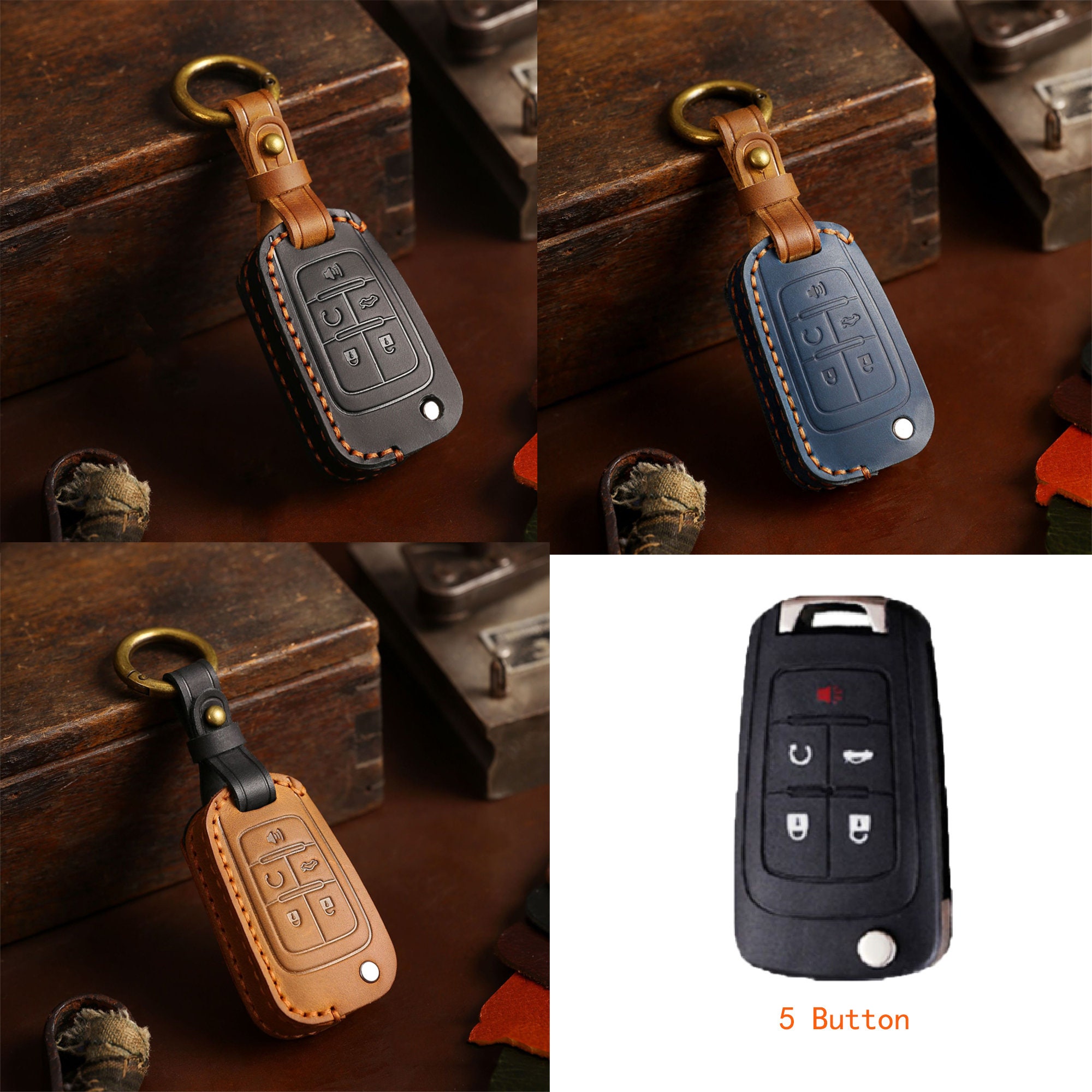 Handgemachte Leder Buick, Chevrolet, GMC Schlüsseltasche, 3 Knopf 4 Knopf 5  Knopf Schlüsseltasche, Auto Leder Accessoires, Leder Auto Key Cover -  .de