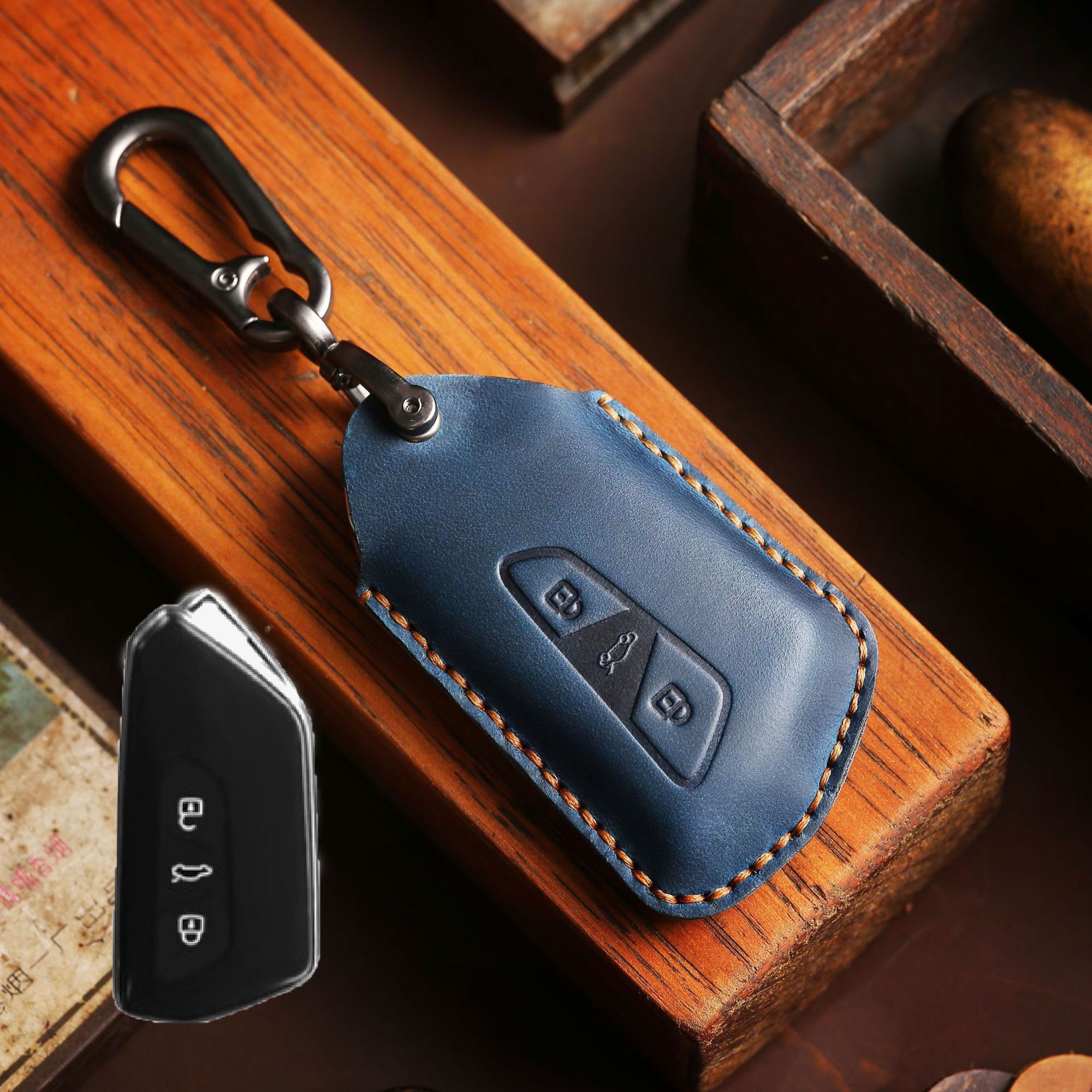 Leder-Schlüsseletui für VW Golf ID6, Autoschlüssel-Etui, Leder