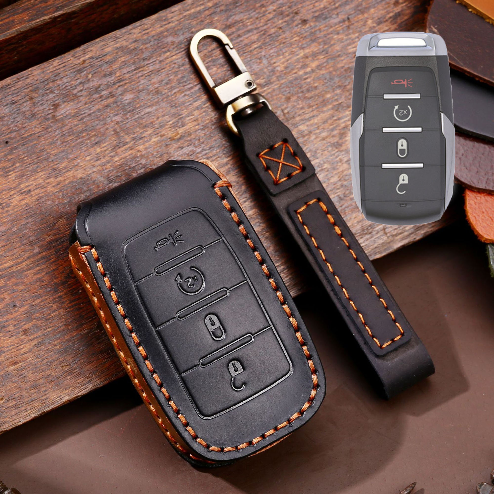 Jaorty Car Key Chain Bag Genuine Leather Key Chains Case Smart