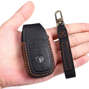 Genuine leather handmade key cover is suitable for Mercedes-Benz car key case, key chain, Leather Car Key Fob cover,Leather Key Case for