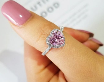 F&F Ring Cute Pink Cross Rings Silver Filled Wedding Engagement Rings For Women Bridal Rings F&F Ring Cute Pink Cross Rings Silver Filled Wedding Engagement Rings For Women Bridal Rings