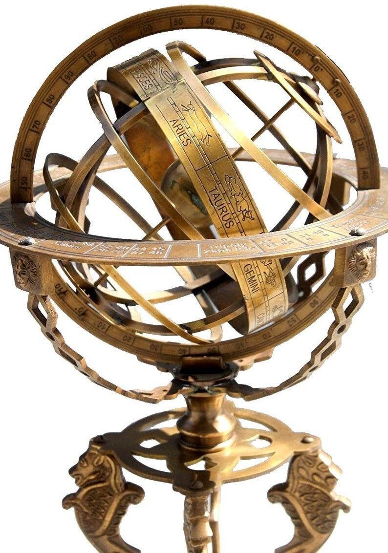 Antique Brass 18 Armillary Globe Sphere Engraved with Etsy