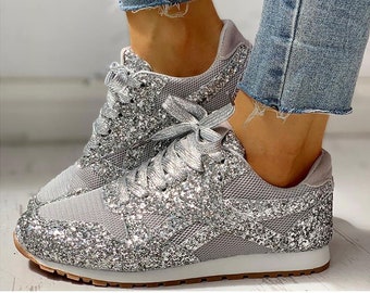 silver sparkle tennis shoes