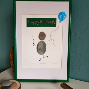 Steinbild "Happy Birthday" Geschenk Freunde Geburtstag