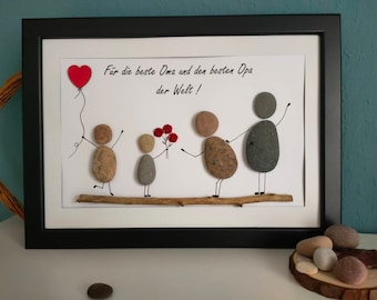 Stone picture Grandma and Grandpa, pebble picture, thank you, birthday gift, stone art, thank you