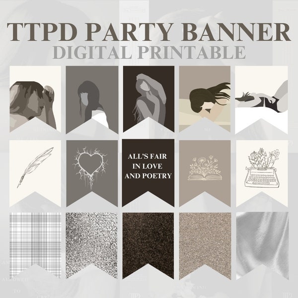 Printable TS tortured poets department Banner | Digital Download TTPD Party Decor | TS Eras Swifties Taylor Swift