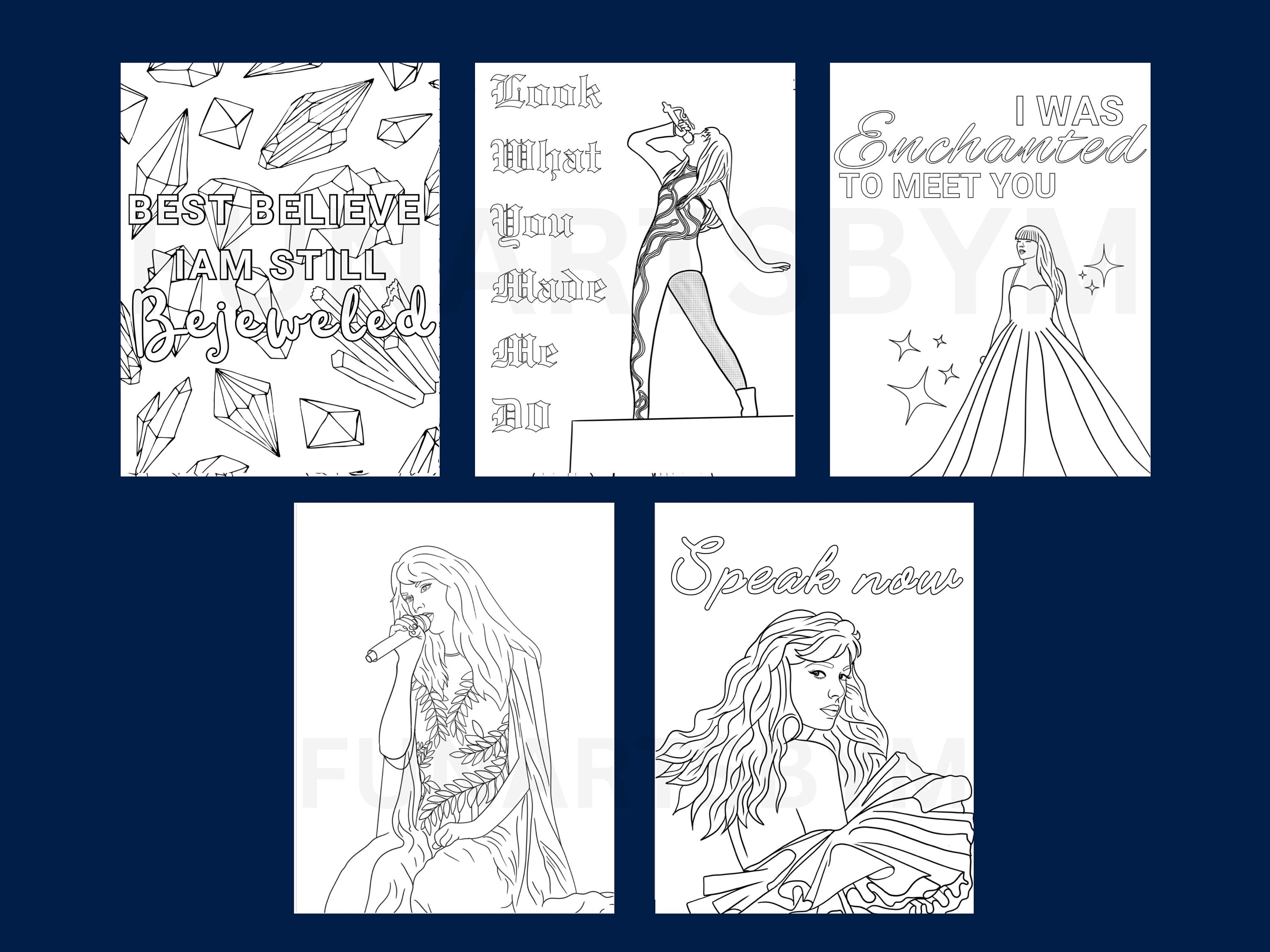 Taylor Swift Coloring Book Digital File , the Eras Tour Designs