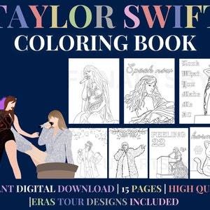 Taylor Swift Coloring Book / Taylor Swift Lover Coloring Pages / Coloring  Book Pdf / Digital Download / Printable Coloring Pages 