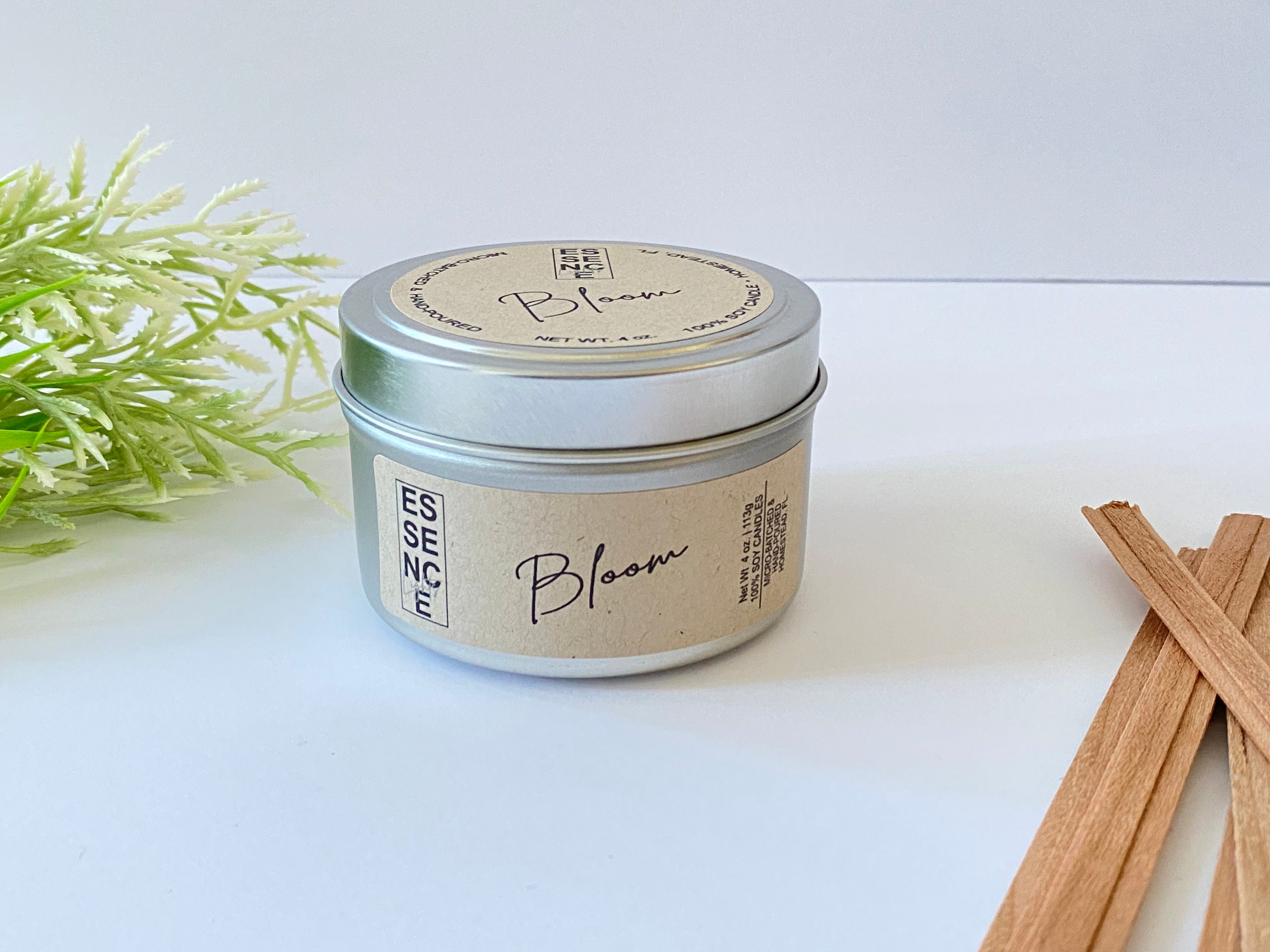 BLOOM Candle Wood Wick 4 Oz Tin 100 Soy Wax Handmade Etsy UK