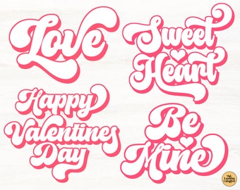 Valentines Day SVG Bundle, Retro SVG Files For Cricut, Love SVG, Digital Download