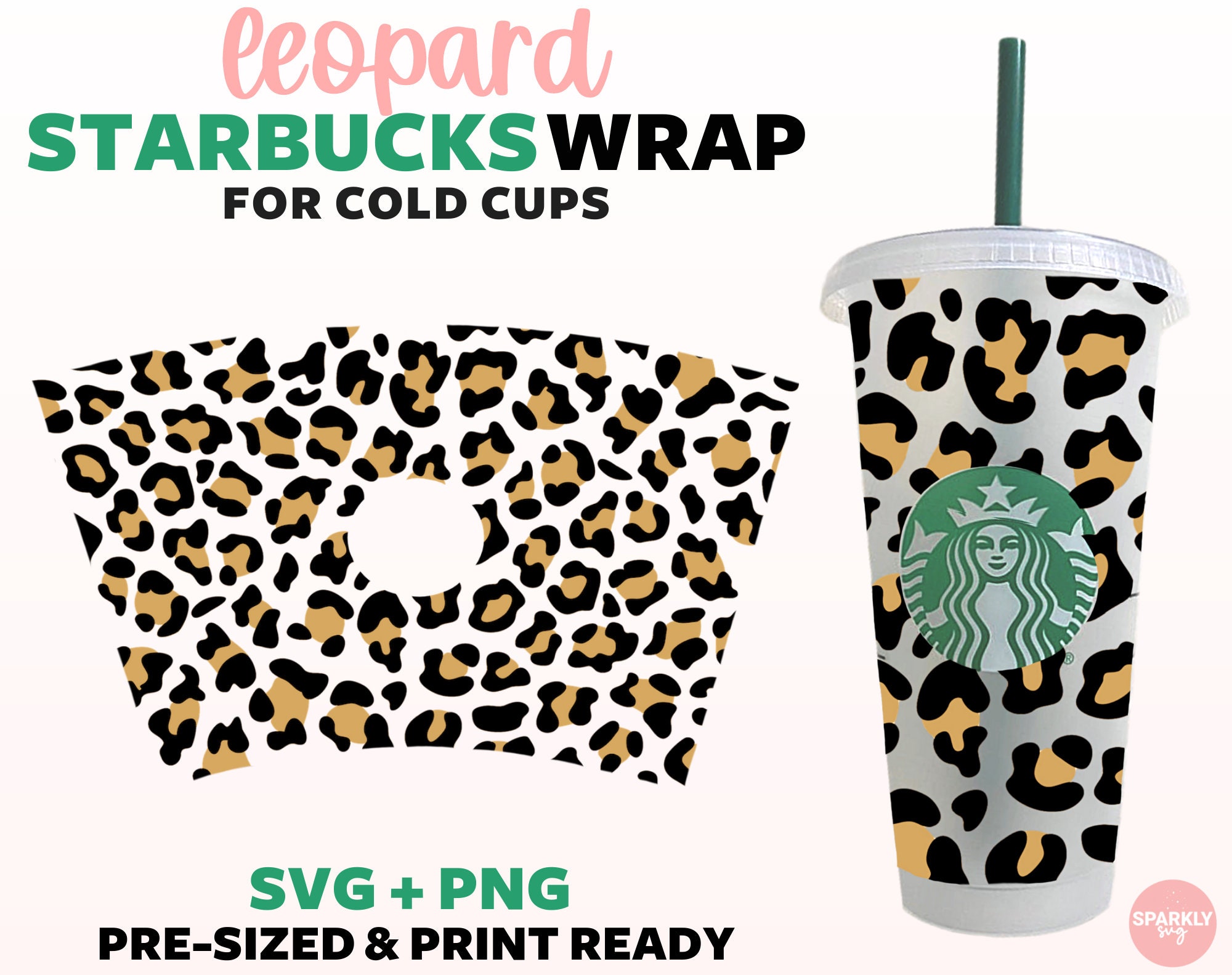 Leopard SVG For Starbucks Cup - Starbucks Cold Cup Tumbler Reusable C…