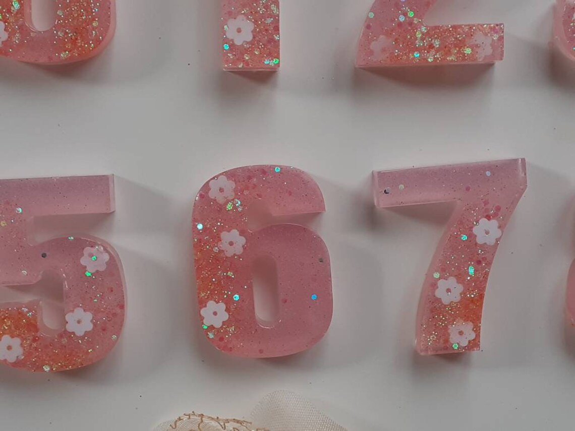 Cherry Blossoms Pink Theme Resin Numbers Set 0 to 9 Counting Etsy