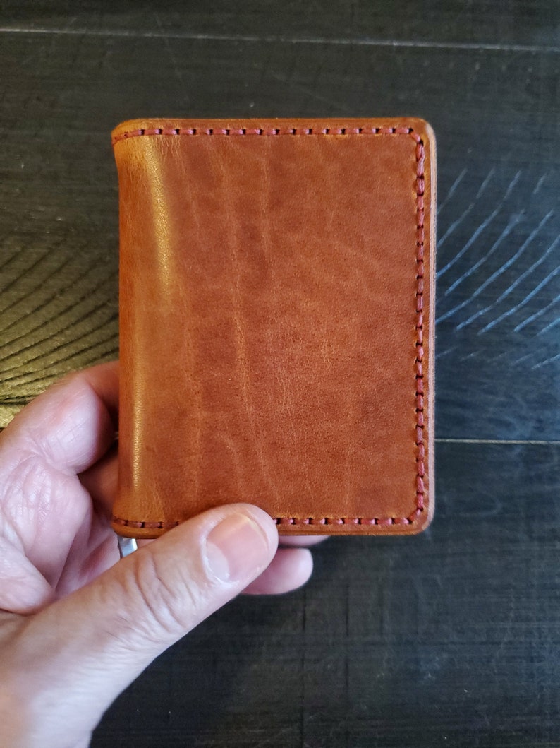 Horween leather high quality bi-fold. Leather cardholder. Leather wallet.