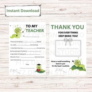 Um agradecimento a um professor – Cartão-presente para preencher lacunas (download digital | para impressão)