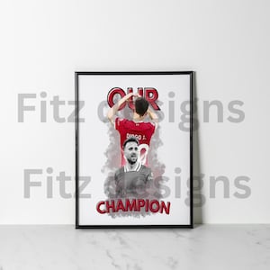 Diogo Jota Red Champion Tribute Print - Fußball Digitaldruck - Fußball Gedenkstätte Dekor