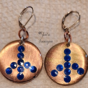 Swarovski crystal peace sign Copper earrings