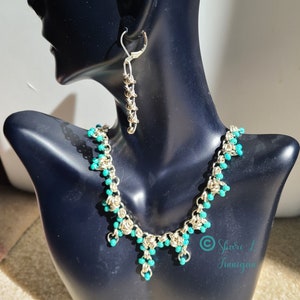 Silver, Turquoise, Native,  Glass Beads Necklace