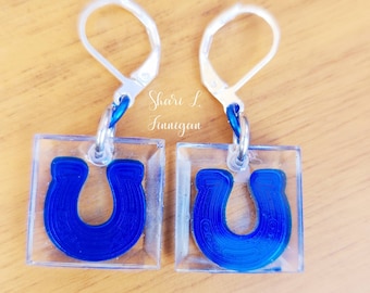 Indianapolis Football Handcrafted Earrings, horsehoe