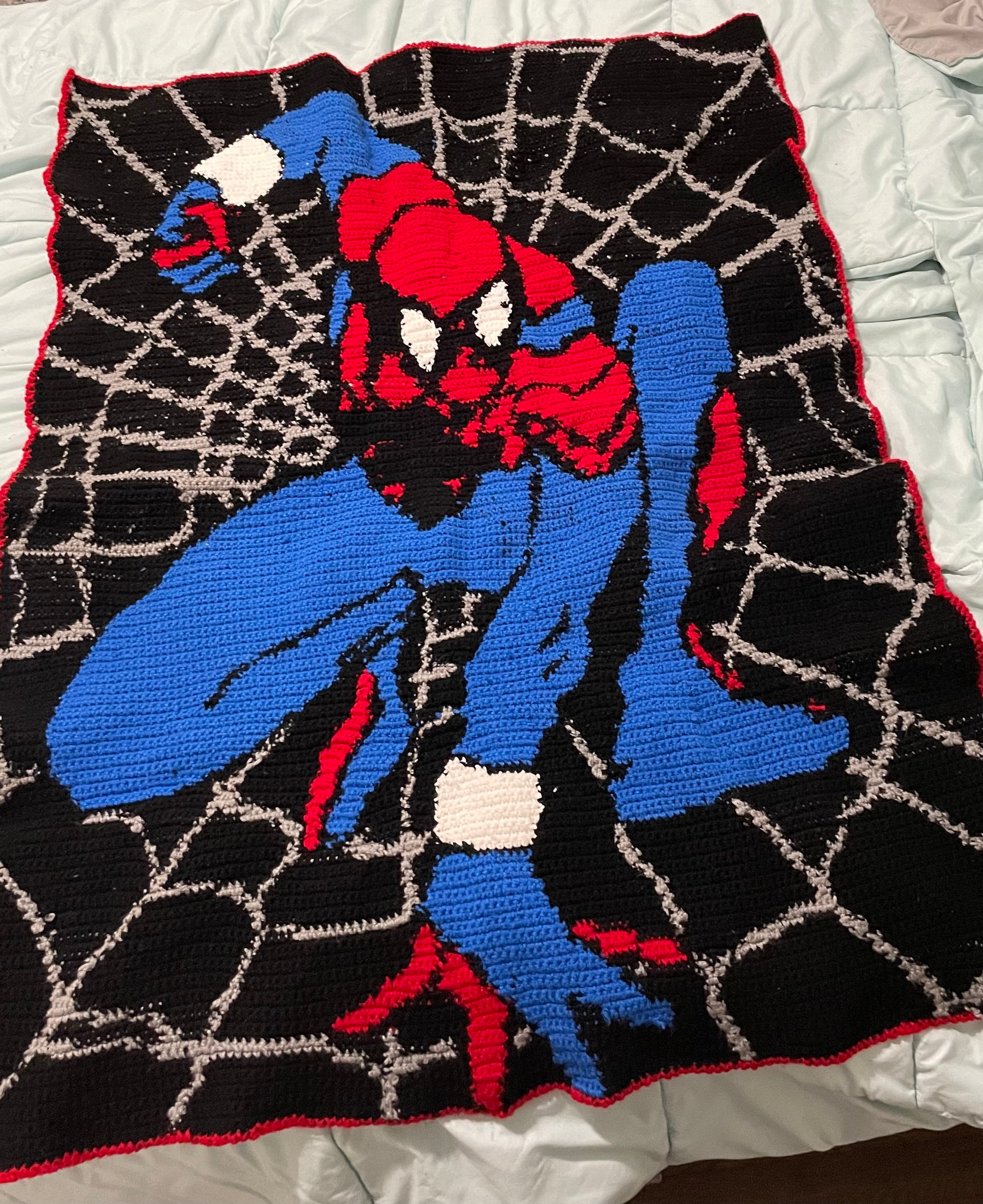 Spiderman Knitted Blanket Pattern - Etsy