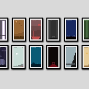 12 Pack - Star Wars Minimalist Posters (Episodes I-IX, The Mandalorian, Rogue One, Solo) | Digital Download