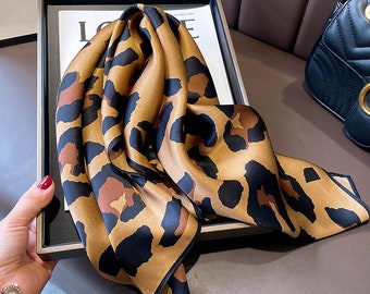 100% Mulberry Silk Scarf | Animal Prints | Medium Practical Size 68cm*68cm | Gift of Nature