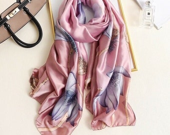 Beautiful Floral Print Silk Scarf | Gift Wrapping Available