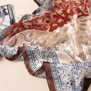Beautiful Bohemian Print Silk Scarf Gift Wrapping Available image 2