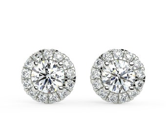Cassiopeia Stud Earrings in White Gold (1.40 Ct. Tw.) Lab Grown Diamond IGI Certified Made With 14K Gold