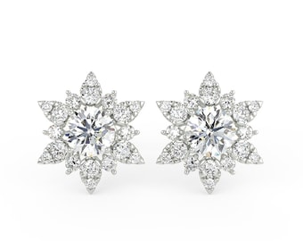 Supernova Earrings in White Gold (1.00 Ct. Tw.) Lab Grown Diamond IGI Certified Made With 14K Gold