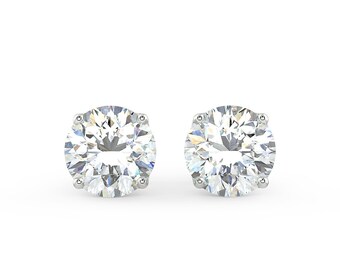 Sirius Stud Earrings - White Gold - Multiple Sizes Certified Lab Grown Diamond Made With 14K Gold