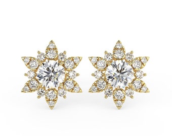 Supernova Earrings in Yellow Gold (1.00 Ct. Tw.) Lab Grown Diamond IGI Certified Made With 14K Gold