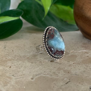 Handmade Larimar Stone 925 Sterling Silver Ring