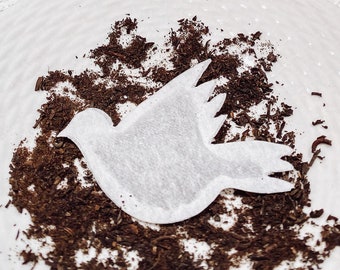 Bolsitas de té con forma de paloma / Envío gratis / 1 mini palito de madera con forma de panal / Regalo para amantes del té en bodas / (6 bolsitas)