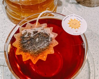 Sending Sunshine 6 Shaped Tea Bag | FREE Shipping | 1 Mini Wooden Honeycomb Stick | Feel Better | Just Because | Sick Friend Gift