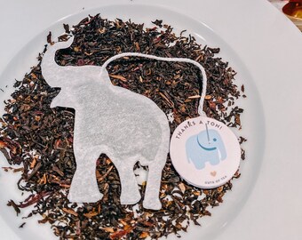 Thanks a Ton | Elephant Tea Bags | FREE Shipping | 1 Mini Wooden Honeycomb Stick | Teacher Gift | Appreciation Gift | (6 Tea bags)