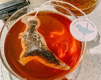 You’re T-Rexellent | T-Rex Tea Bags | FREE Shipping | 1 Mini Wooden Honeycomb Stick | Teacher Gift | Appreciation Gift | (6 Tea bags)