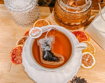 Bolsas de té de medias navideñas / Envío GRATIS / Mini panal GRATIS con cada pedido / 6 bolsas de té en forma / Feliz Navidad / Relleno de medias /