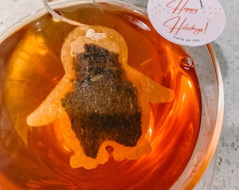 Penguin 6 Shaped Tea Bags | FREE Shipping | FREE Mini Honeycomb w/ Every Order | Stocking Stuffer | Winter Gift | Thinking of you gift |
