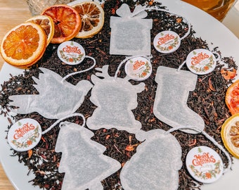 Christmas Variety Pack Tea Bags (6 Teabags) | FREE Shipping | 1 Mini Wooden Honeycomb Stick | Tree,Gift Box,Stocking,Dove,Deer,Santa