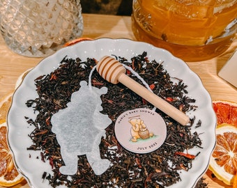 Baby Shower Winnie the Pooh BULK Tea Bag w/HoneyComb Stick | FREE Shipping | Unique Party Favor Gift | Baby Shower Favors