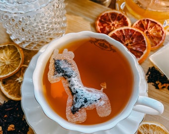 Giraffe 6 Shaped Tea Bag | FREE Shipping | 1 Mini Wooden Honeycomb Stick | Gift for Animal Lovers | Tea Lovers (6 Tea bags)