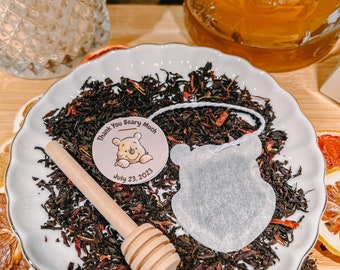 Baby Shower Winnie the Pooh Head BULK Tea Bag w/HoneyComb Stick | FREE Shipping | Unique Party Favor Gift | Baby Shower Favors
