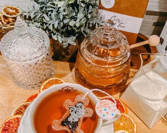 Gingerbread Christmas 6 Bolsa de té en forma / Envío GRATIS / 1 Mini panal GRATIS con cada pedido / Regalo para Navidad / (6 bolsas de té)