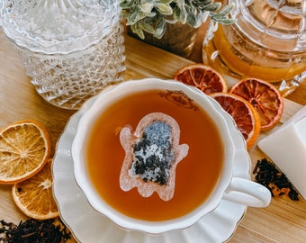 Cute Friendly Ghost Tea | FREE Shipping | 1 FREE Mini Honeycomb w/ Every Order | Gift for Friend  | Halloween | Fall Drink | (6 Tea bags)