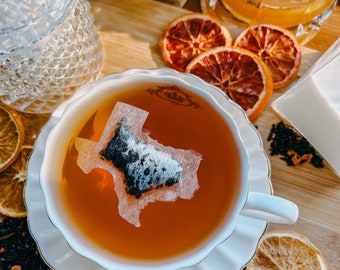 Bolsa de té en forma de 6 de Texas / Envío GRATIS / Mini panal GRATIS con cada pedido / Regalo para la nostalgia de Texas / Amantes del té (6 bolsas de té)
