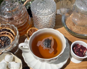 Bolsita de té con forma de nave espacial (6 unidades) / Envío gratis / 1 mini palito de madera con forma de panal / 6 bolsitas de té / Regalo para amantes del espacio /