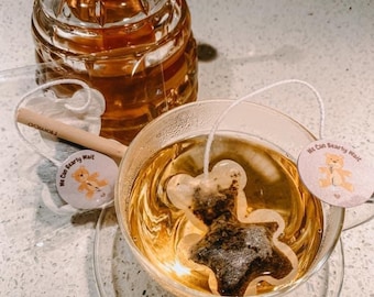 Baby Shower Teddy Bear Tea Bag w/HoneyComb Stick | FREE Shipping |Unique Party Favor Gift | Baby Shower Favors