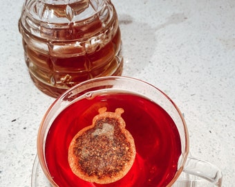 Ladybug 6 Shaped Tea Bags | FREE Shipping | 1 Mini Wooden Honeycomb Stick | Birthday Nature Gift | Unique Gift (6 Tea bags)