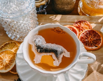 Perro Pequeño (maltés, bichón, habanero, mezcla de caniche) 6 Bolsa de Té en Forma / Envío GRATIS / 1 Mini Palo de Panal de Madera / Amantes de los Perros /