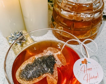 Mitten Happy Holidays TeaBags | FREE Shipping | 1 Mini Wooden Honeycomb Stick | Stocking Stuffer | Winter Coworker Gift | (6 Teabags)